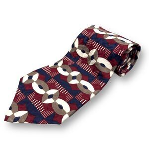 Tom James Mens Vintage Silk Dress Tie Made in USA‎ Multi Geometric 58" 3.75"